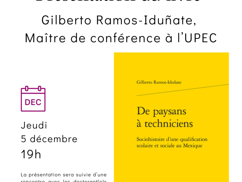 Présentation du livre « De Paysans à techniciens », jeudi 5 décembre – 19h